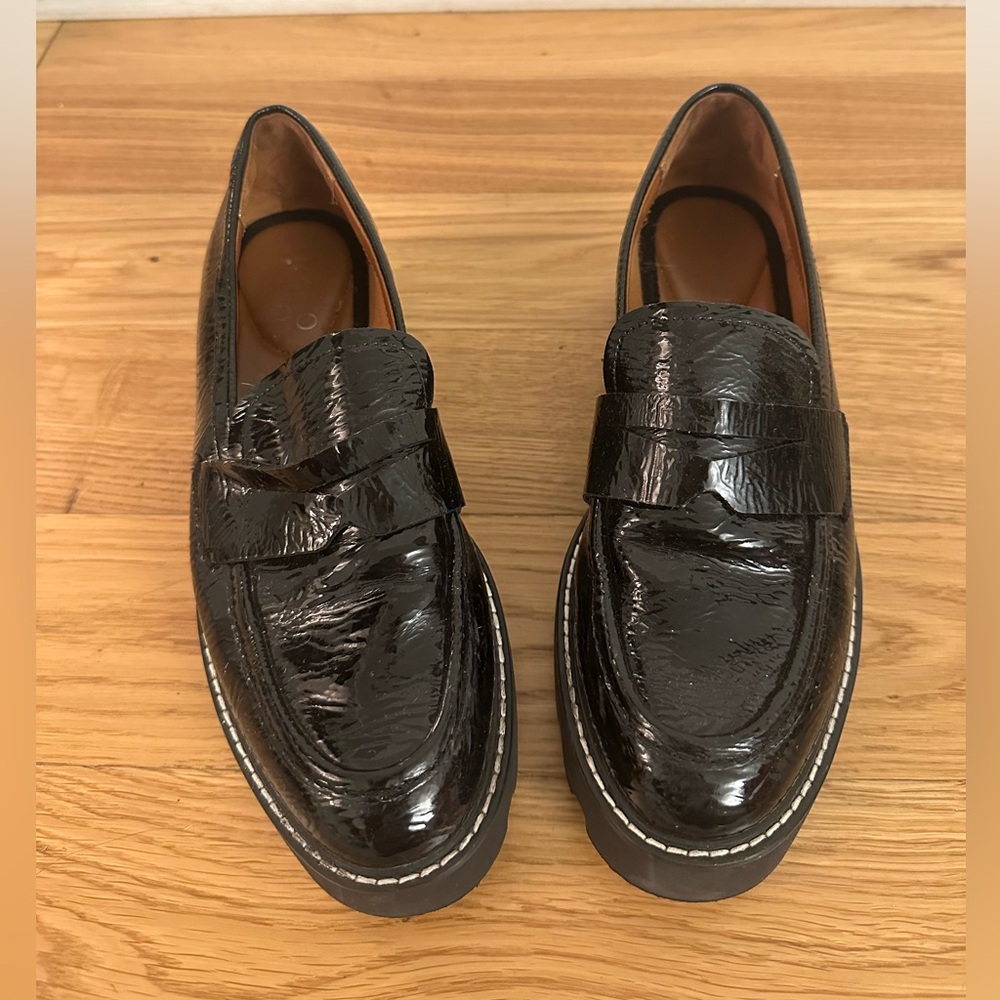 Franco Sarto Glossy Black Loafers